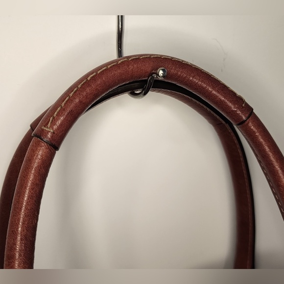 Coach Genuine Pebbled Leather Berry w/Camel Accents Hampton Satchel Bag - Picture 14 of 16